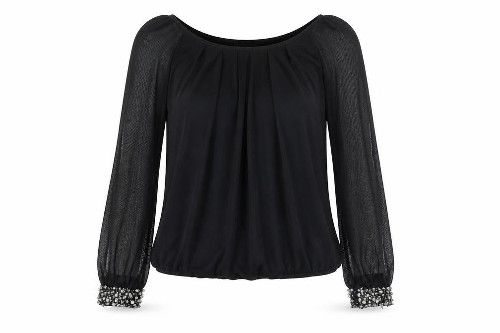 Wallis Womens Black Polyester Basic Blouse Size 10 Round Neck