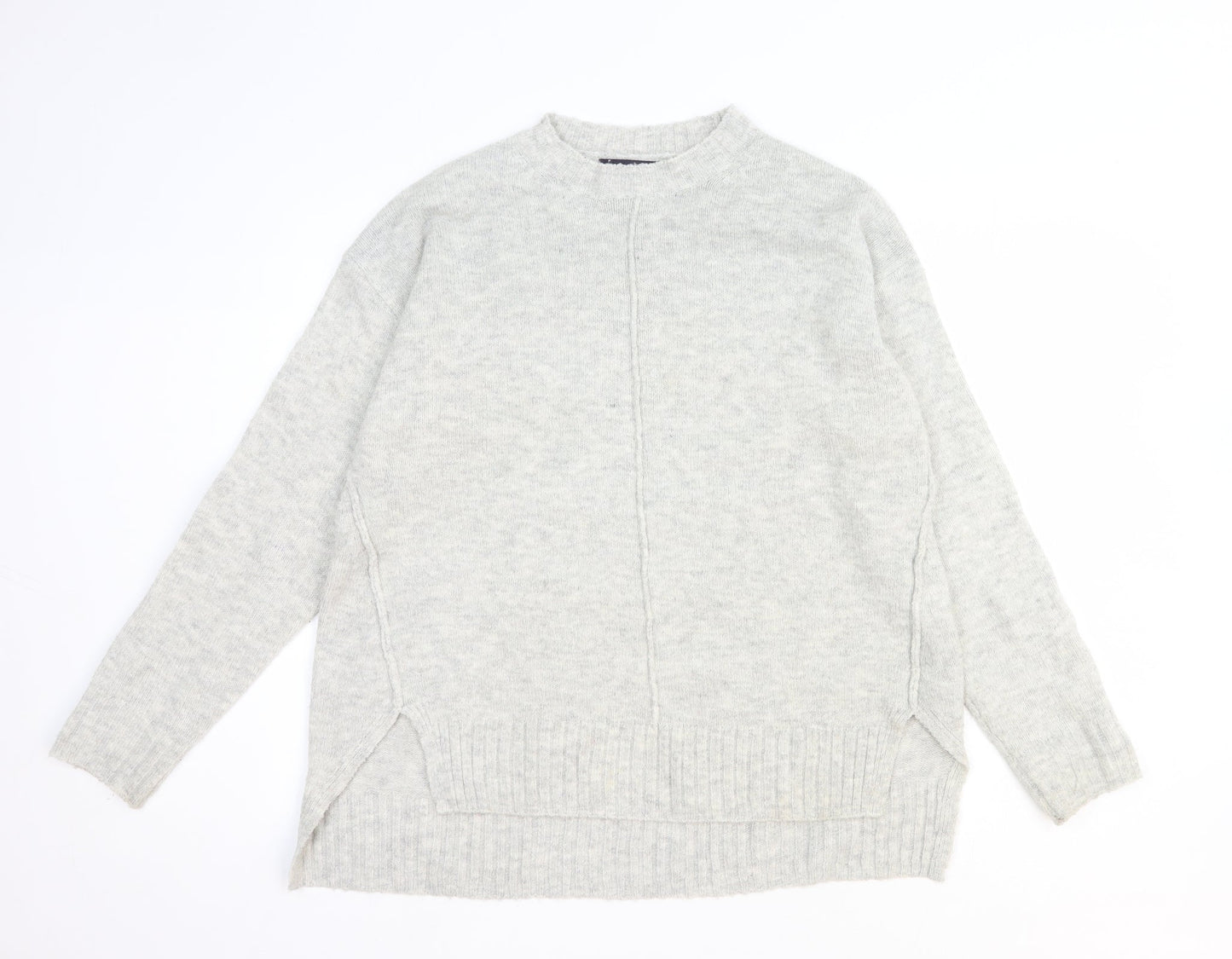 Marks and Spencer Womens Grey Round Neck Acrylic Pullover Jumper Size M