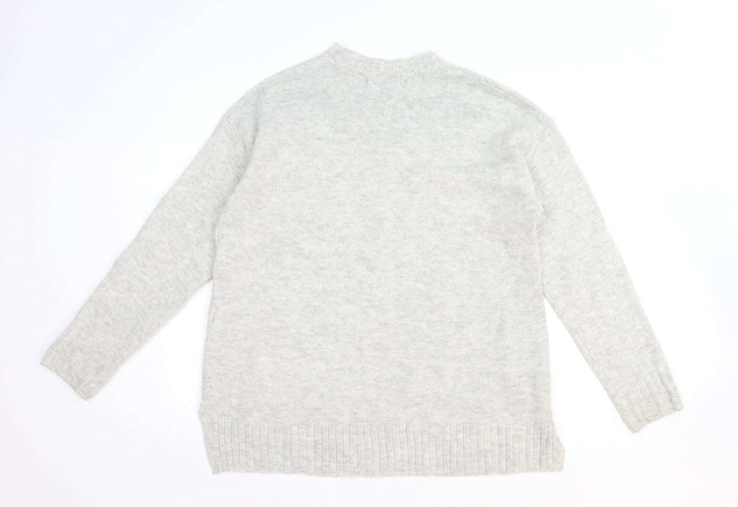 Marks and Spencer Womens Grey Round Neck Acrylic Pullover Jumper Size M