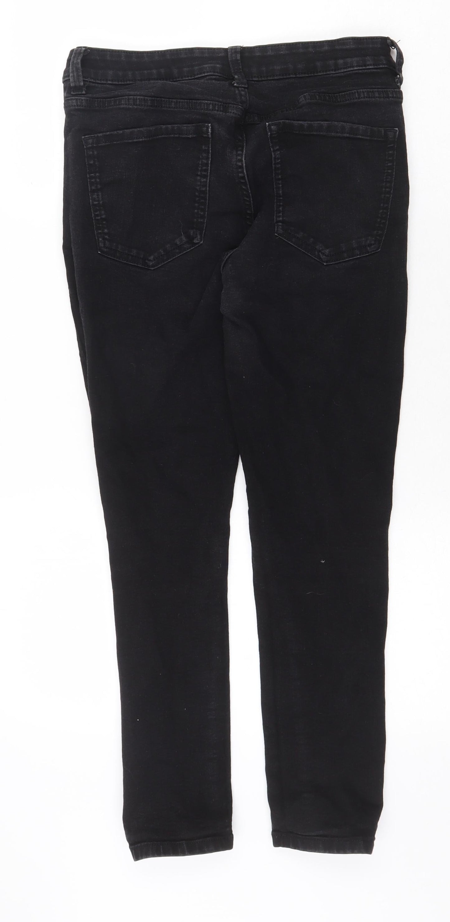 Marks and Spencer Womens Black Cotton Skinny Jeans Size 12 Regular Zip