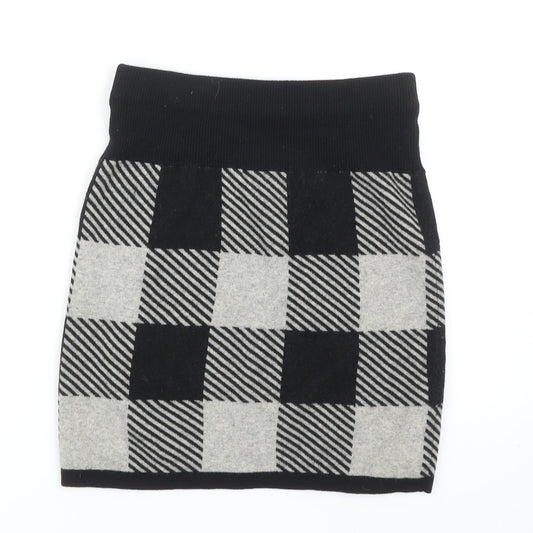 Club Monaco Womens Black Check Acrylic Bandage Skirt Size M