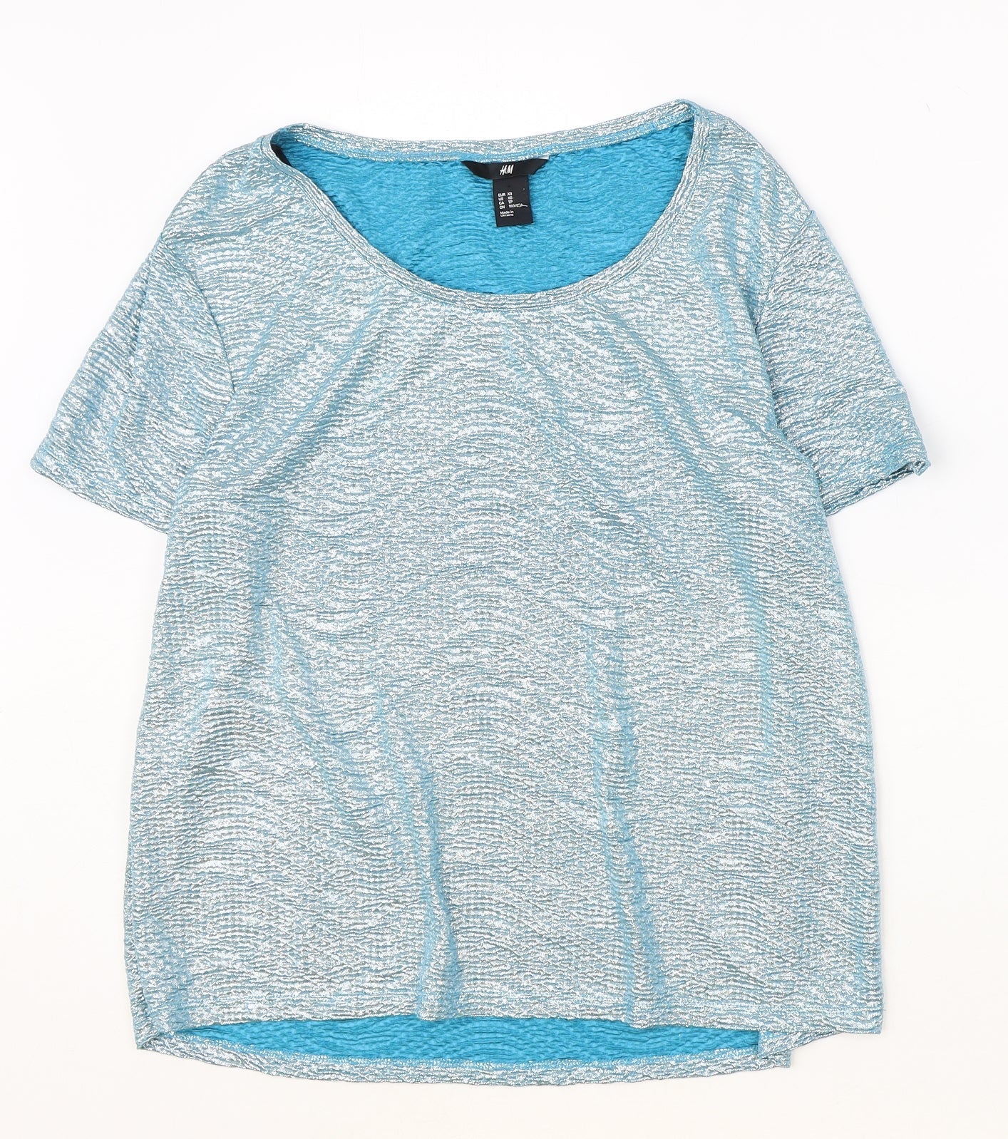 H&M Womens Blue Polyester Basic T-Shirt Size XS Round Neck