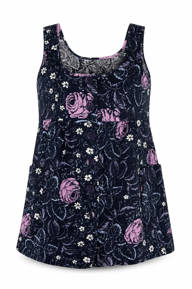 Mamina Womens Black Geometric Polyester Basic Tank Size 10 Round Neck