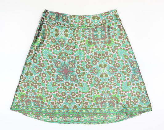 Lybgaard Womens Multicoloured Floral Polyester Swing Skirt Size M Zip