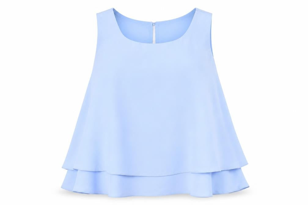 Topshop Womens Blue Polyester Basic Tank Size 8 Round Neck