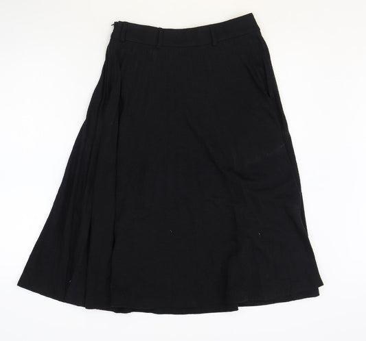 Yumi Womens Black Polyester Swing Skirt Size 10 Zip