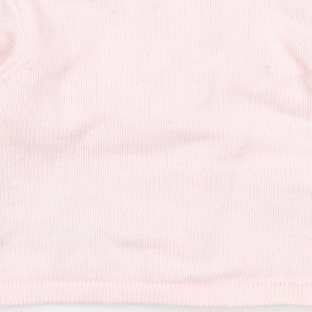 Nutmeg Girls Pink Cotton Pullover Jumper Size 0-3 Months Button - Rabbit