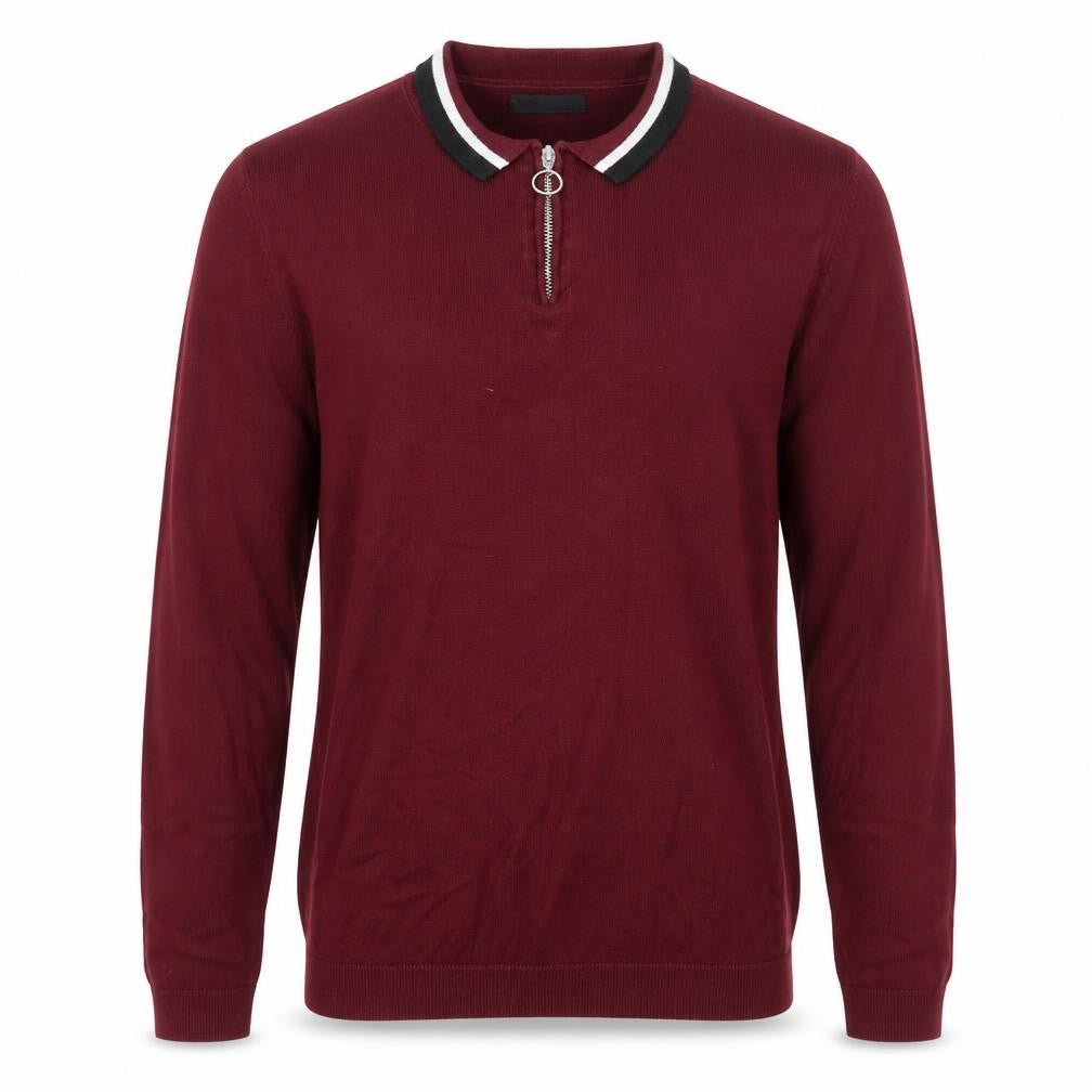 ASOS Mens Purple Collared Cotton Pullover Jumper Size M Long Sleeve