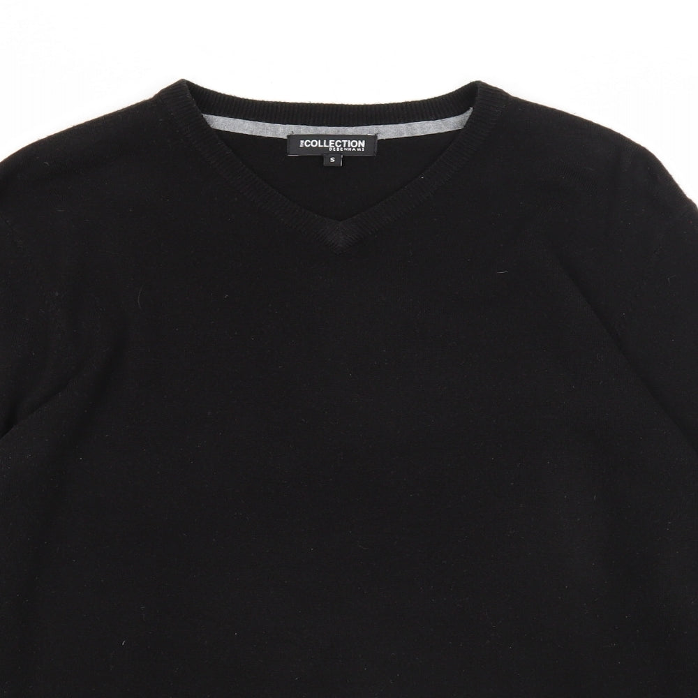 Debenhams Womens Black V-Neck Acrylic Pullover Jumper Size S
