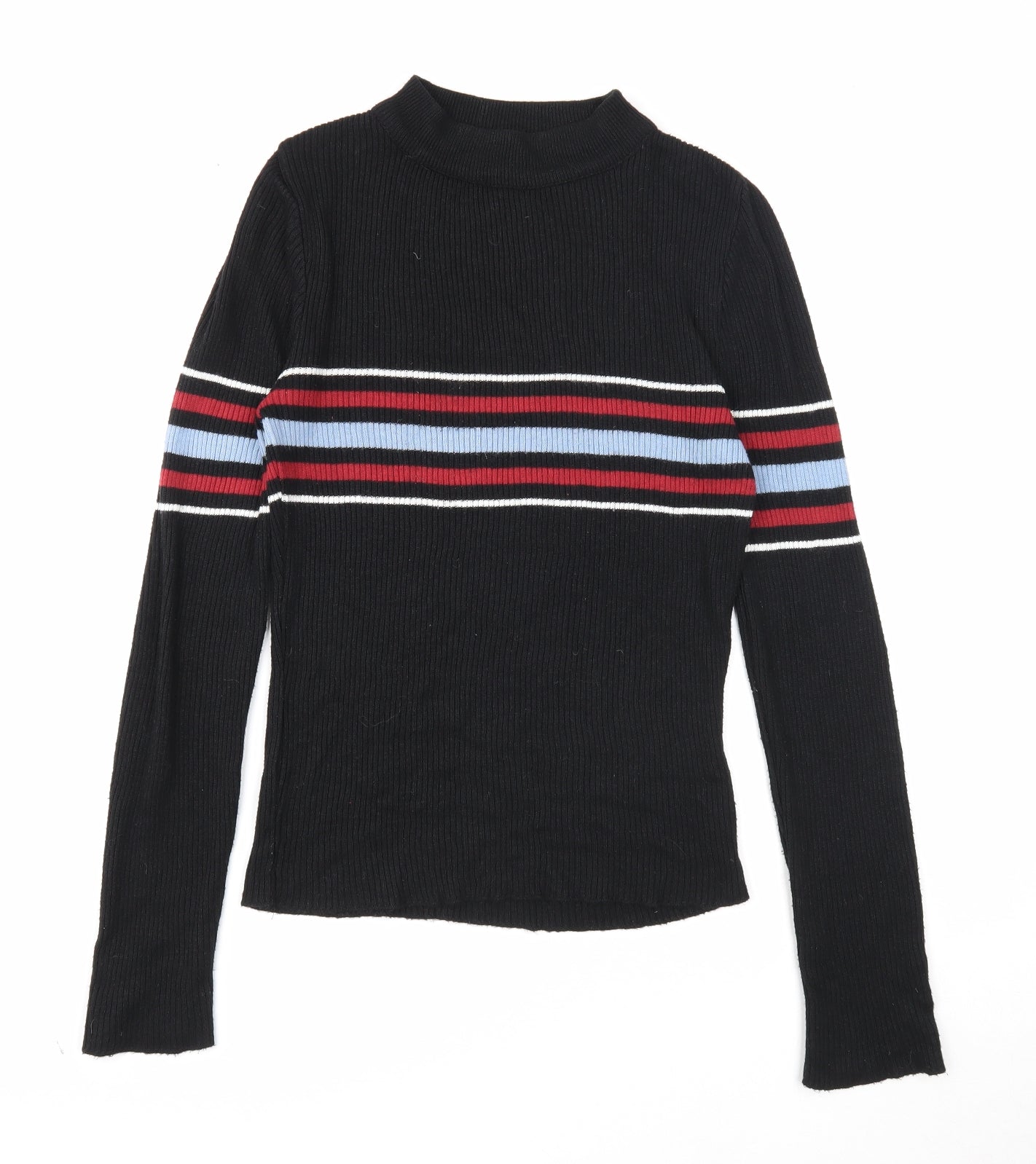 Cooperative Womens Black Mock Neck Acrylic Pullover Jumper Size S