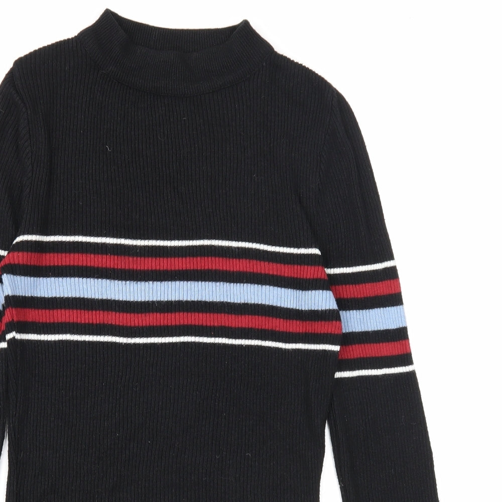 Cooperative Womens Black Mock Neck Acrylic Pullover Jumper Size S