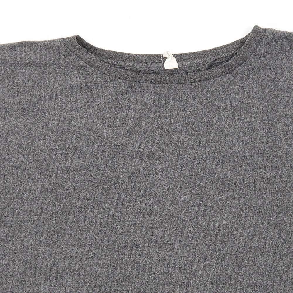Preworn Womens Grey Round Neck Cotton Pullover Jumper Size M
