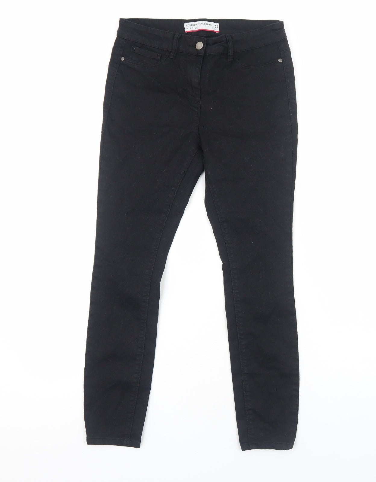 Marks and Spencer Womens Black Cotton Skinny Jeans Size 10 Regular Zip