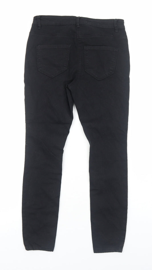 Marks and Spencer Womens Black Cotton Skinny Jeans Size 10 Regular Zip