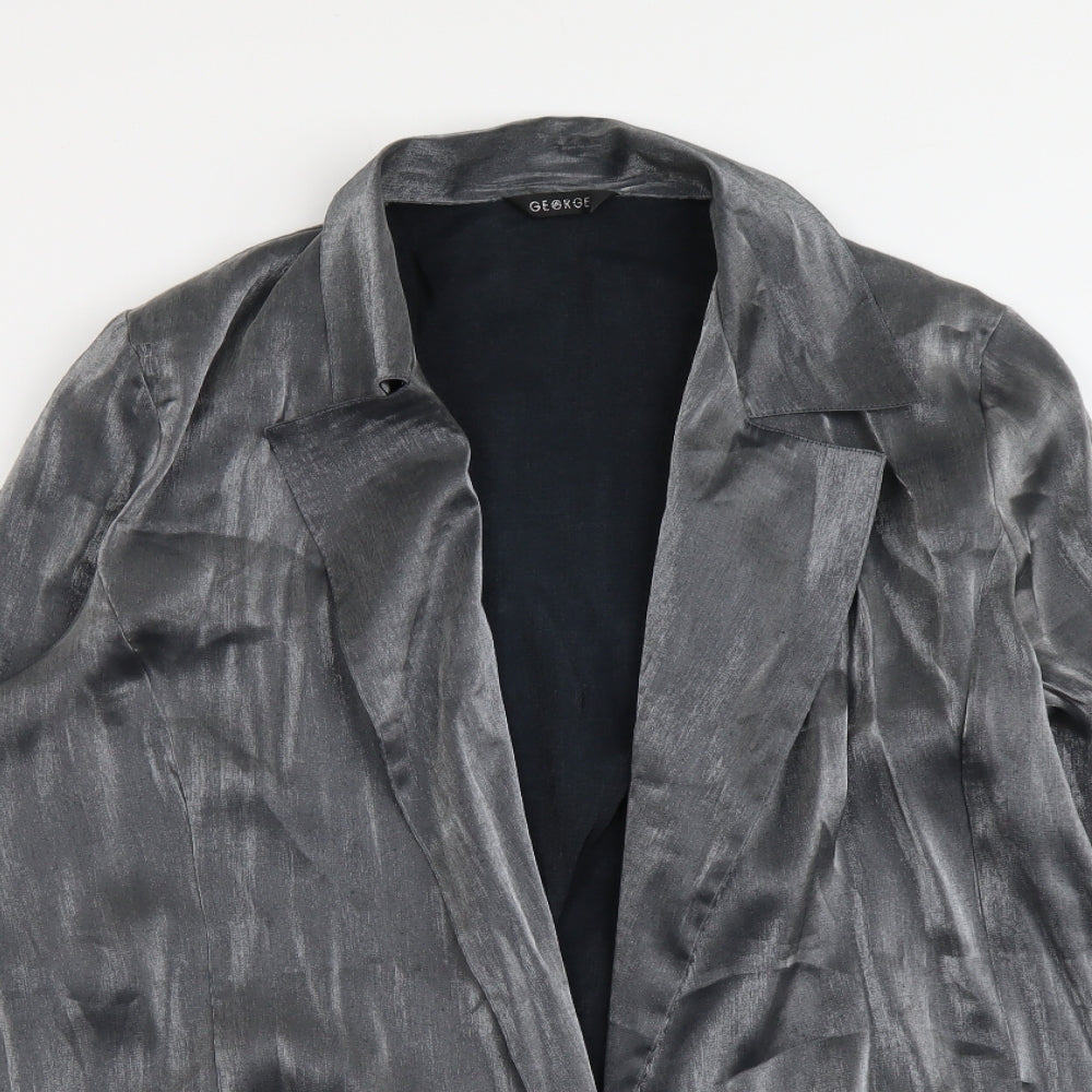George Womens Silver Overcoat Coat Size 14 Hook & Eye