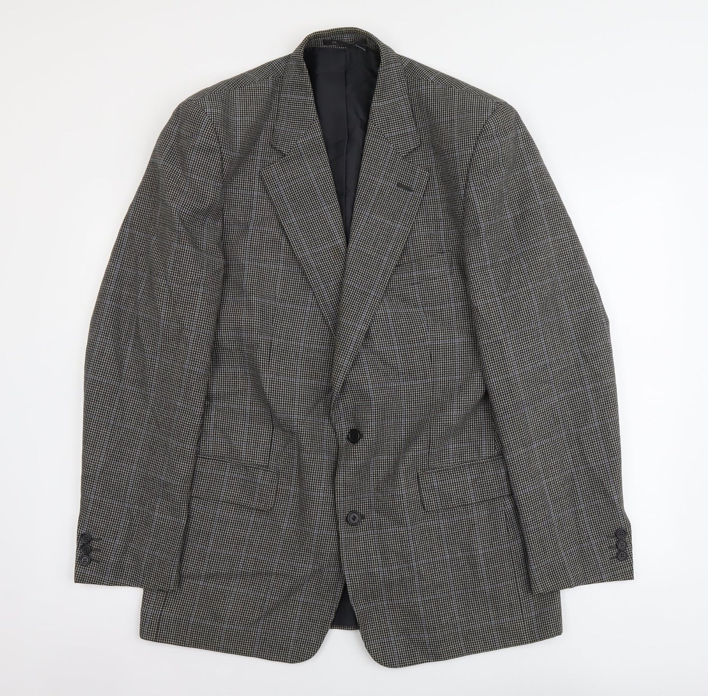 BHS Mens Brown Plaid Polyester Jacket Blazer Size L Regular