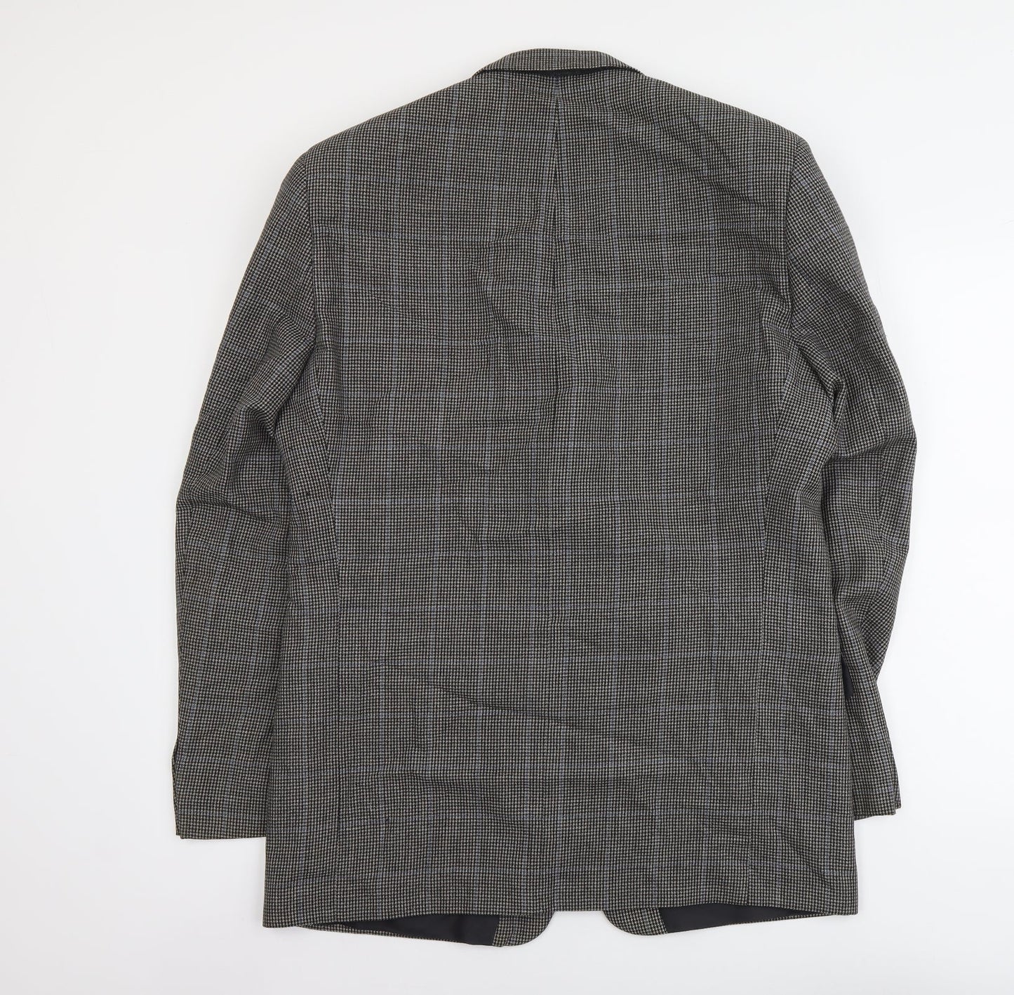 BHS Mens Brown Plaid Polyester Jacket Blazer Size L Regular