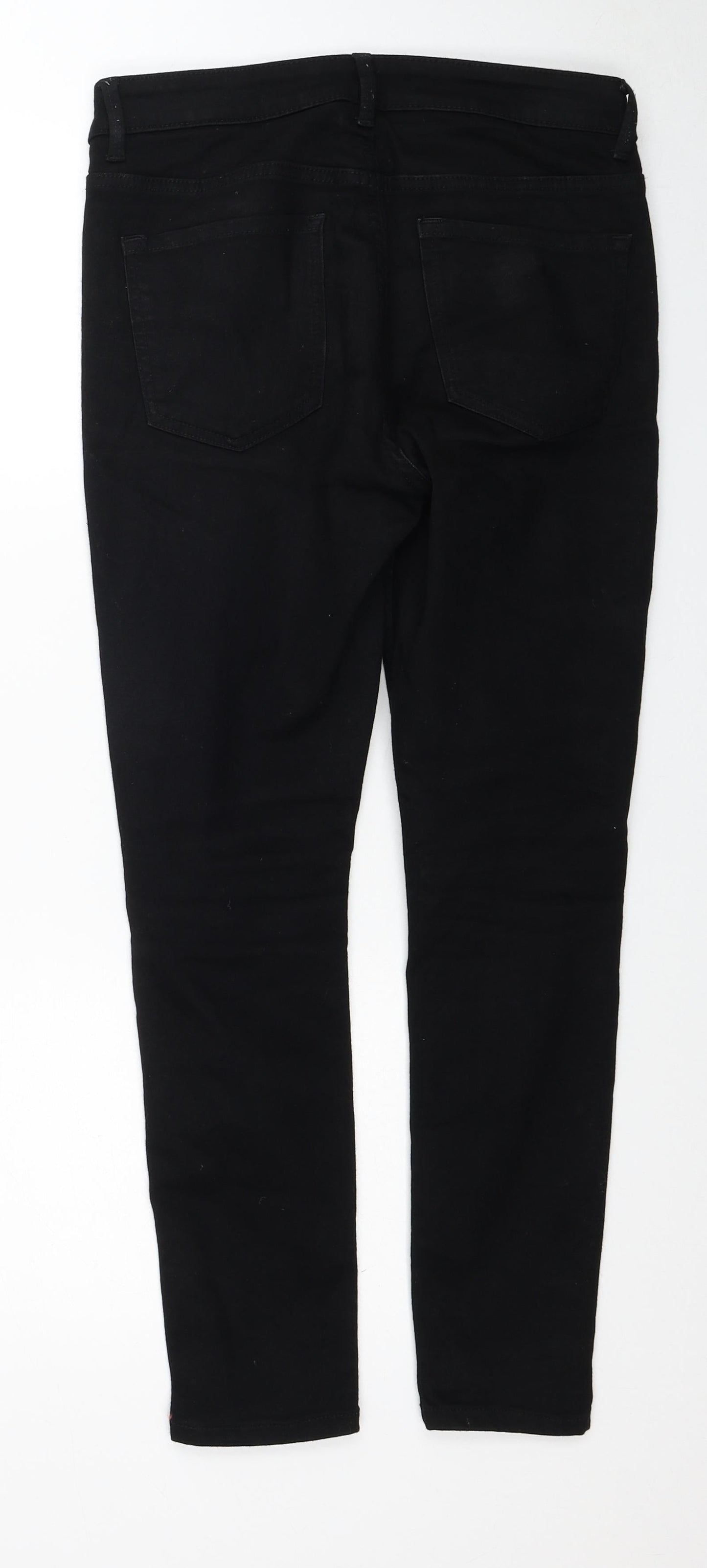 Marks and Spencer Womens Black Cotton Skinny Jeans Size 10 Regular Zip