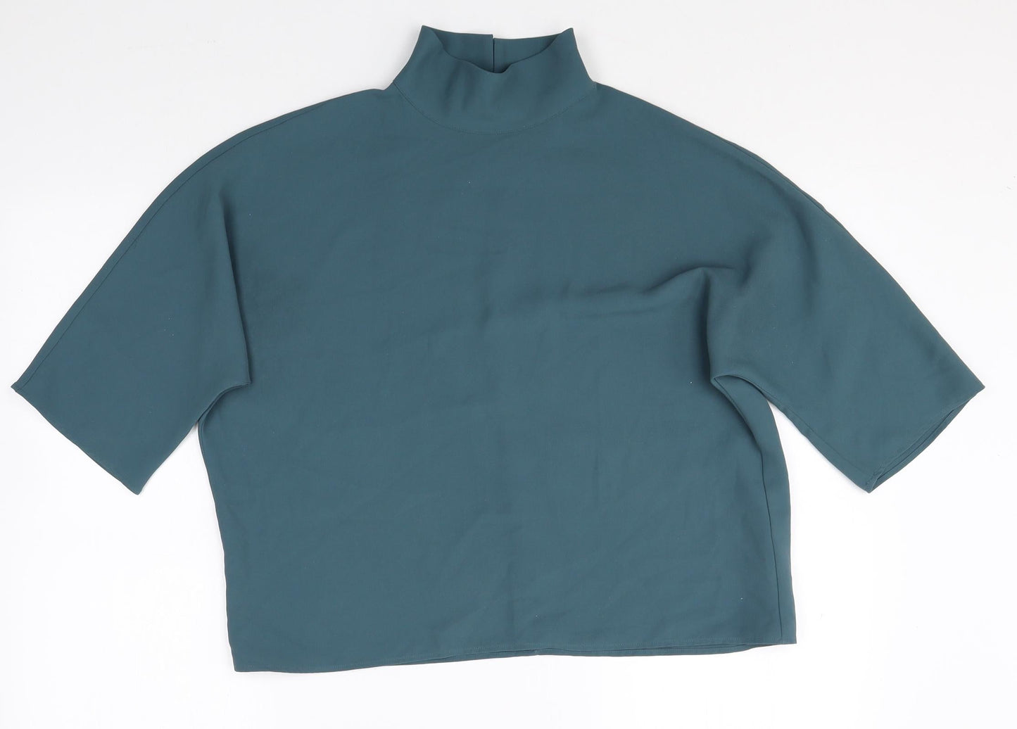Preworn Womens Blue Elastomultiester Basic T-Shirt Size 6 Mock Neck