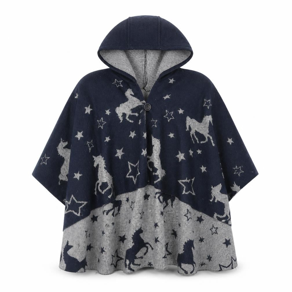 Monsoon Girls Blue V-Neck Geometric Acrylic Cardigan Jumper Size 3 Years Button - Unicorn