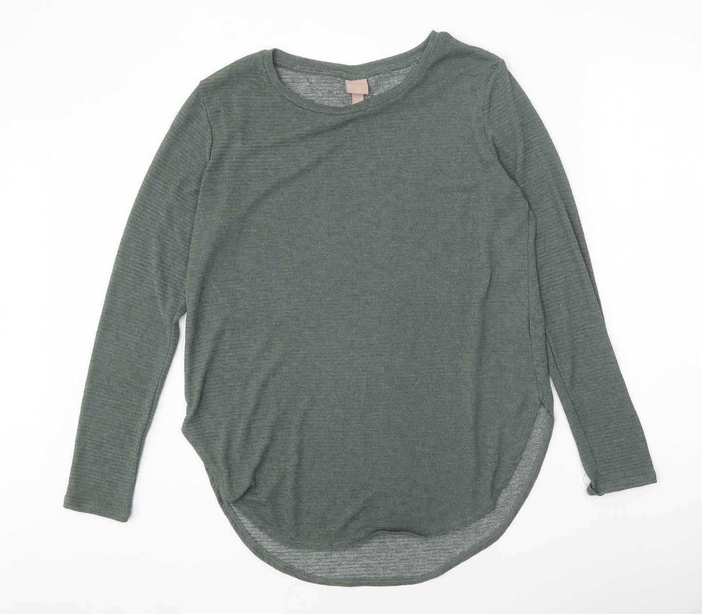 H&M Womens Green Boat Neck Polyester Pullover Jumper Size L