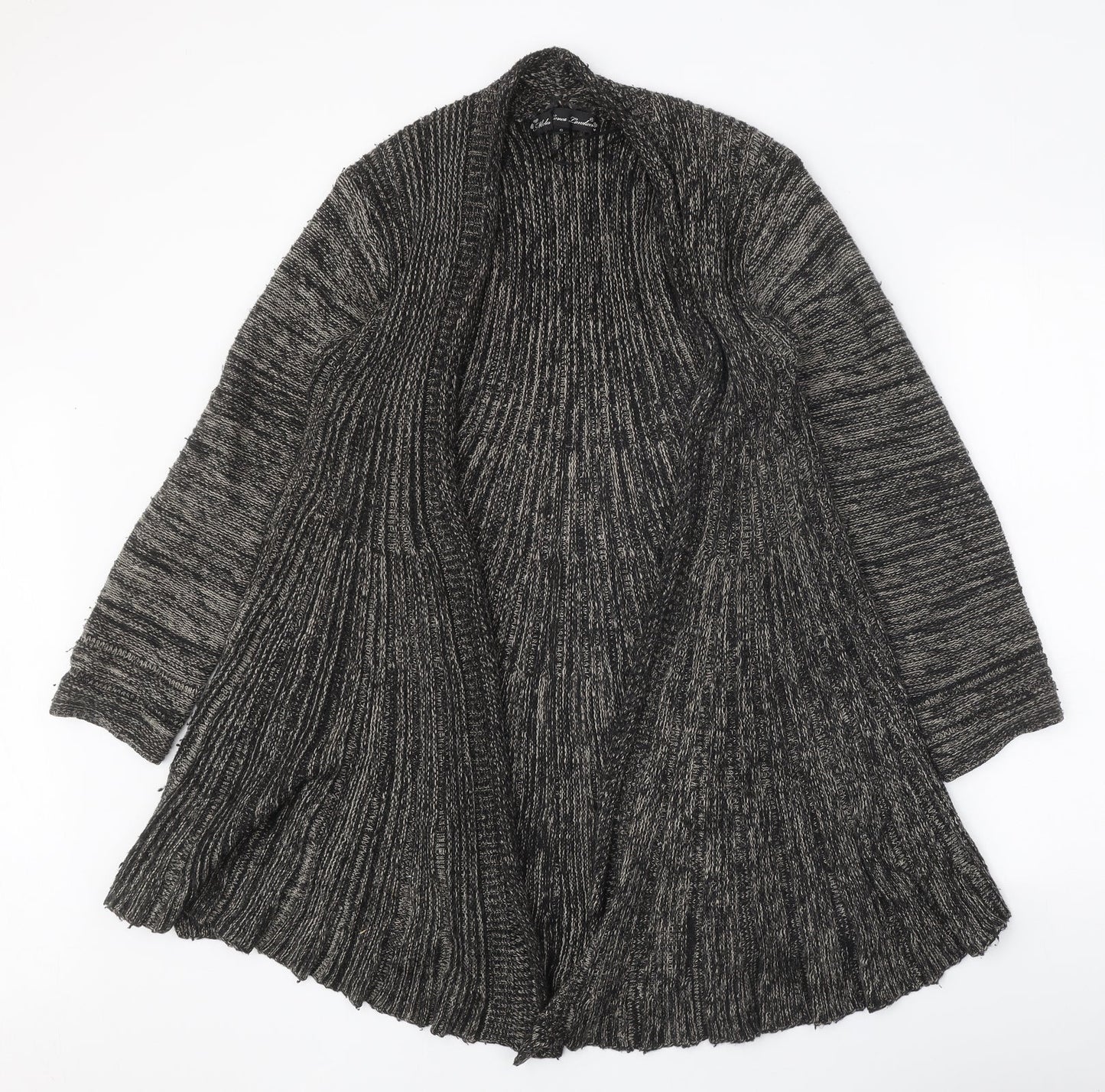 Mela London Womens Grey V-Neck Acrylic Cardigan Jumper Size S