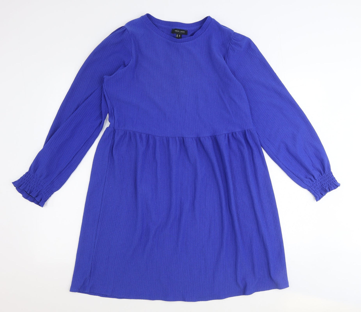 New Look Womens Blue Polyester Fit & Flare Size 10 Round Neck Pullover