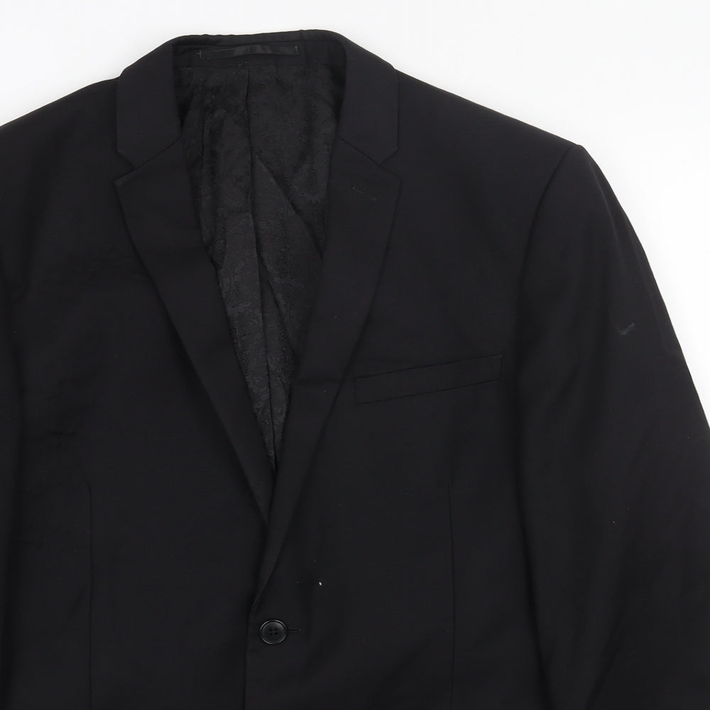 Paul Costelloe Mens Black Patent Leather Jacket Blazer Size 40 Regular