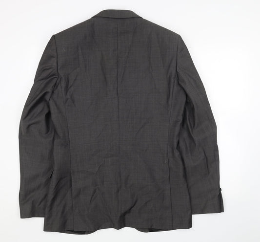 Paul Costelloe Mens Grey Patent Leather Jacket Blazer Size 38 Regular