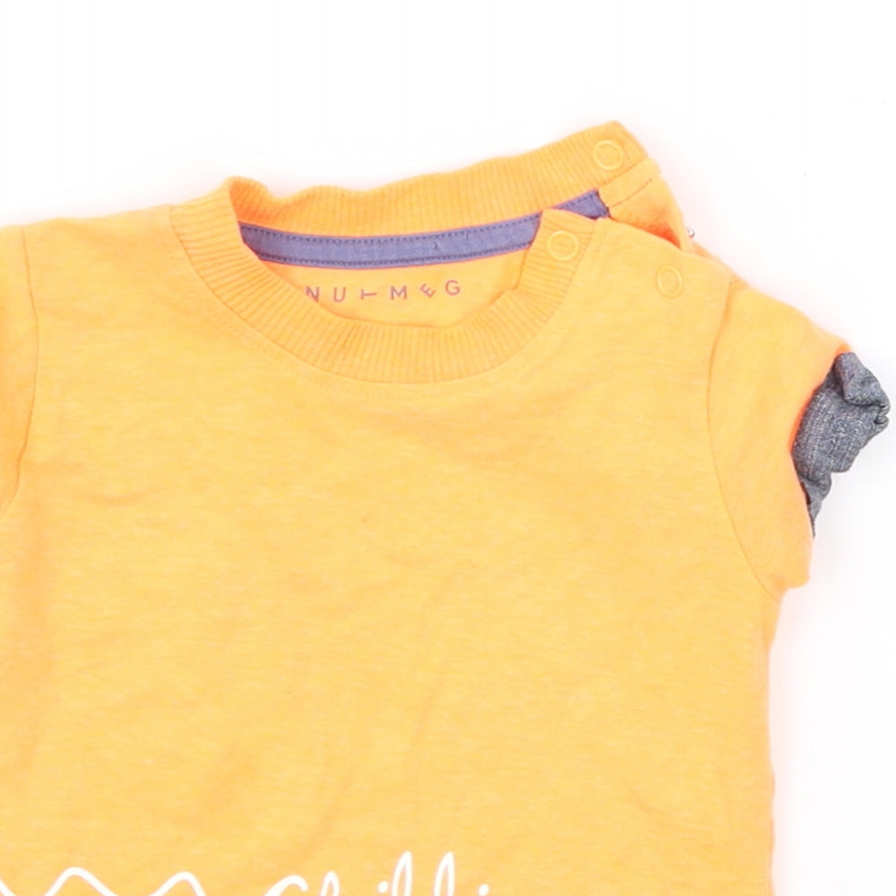 Nutmeg Boys Orange Polyester Basic T-Shirt Size 9-12 Months Round Neck Snap