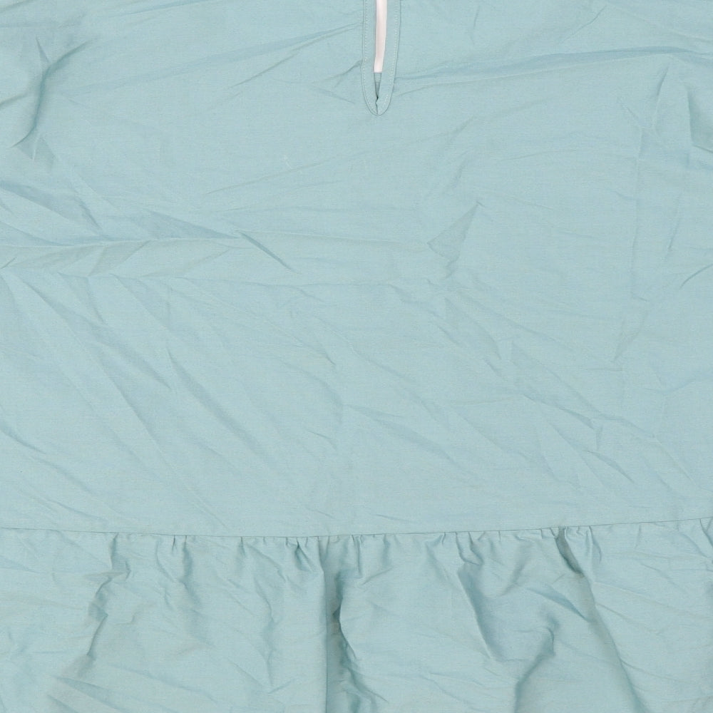 Marks and Spencer Womens Green 100% Cotton Basic Blouse Size 16 Round Neck