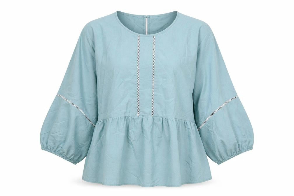 Marks and Spencer Womens Green Cotton Basic Blouse Size 12 Round Neck