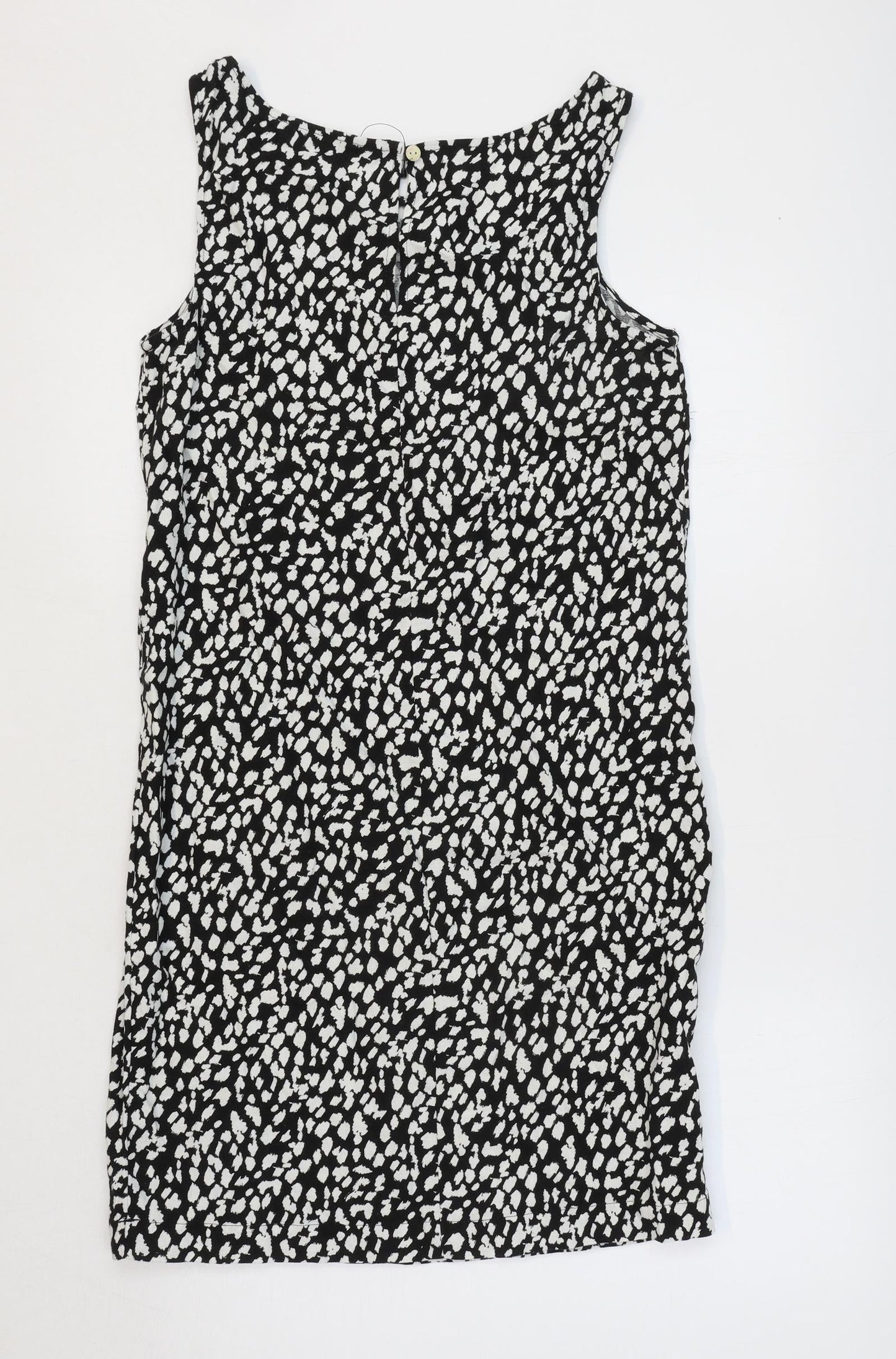 Marks and Spencer Womens Clear Geometric Flax A-Line Size 6 Round Neck Button