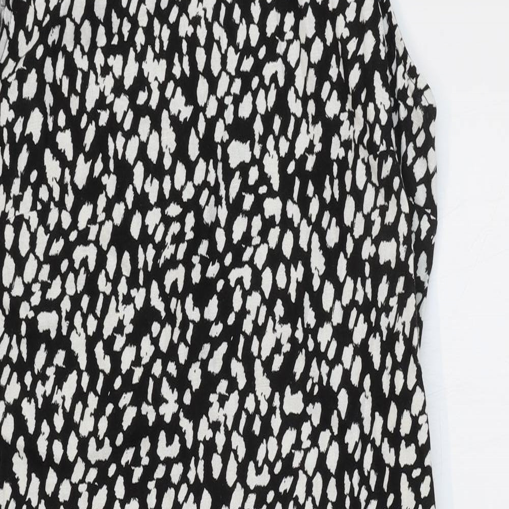 Marks and Spencer Womens Clear Geometric Flax A-Line Size 6 Round Neck Button