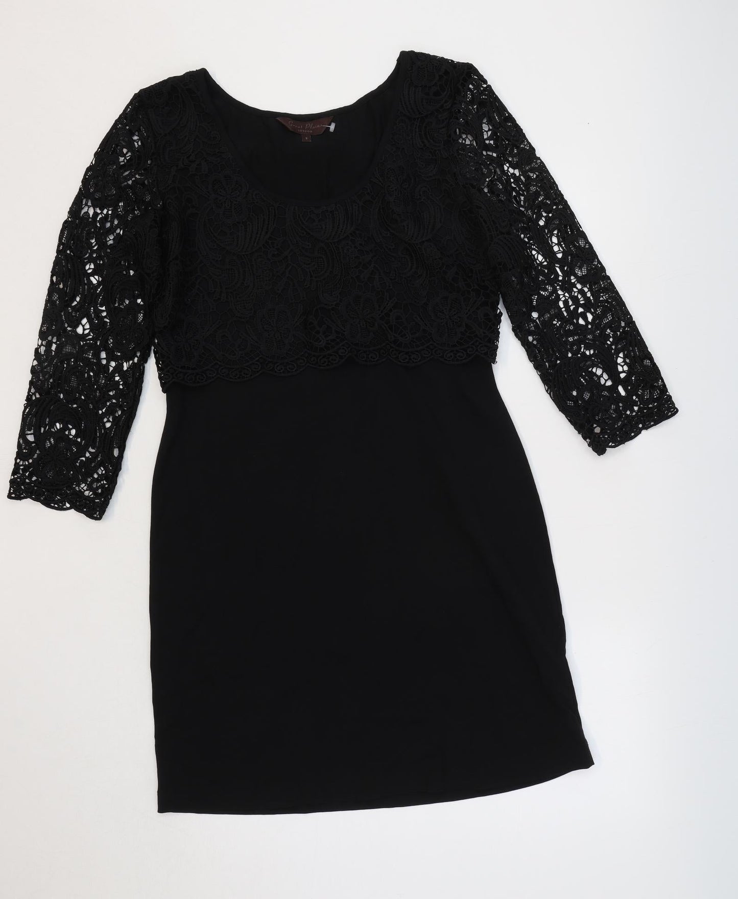 Great Plains Womens Black Polyester A-Line Size S Round Neck Pullover