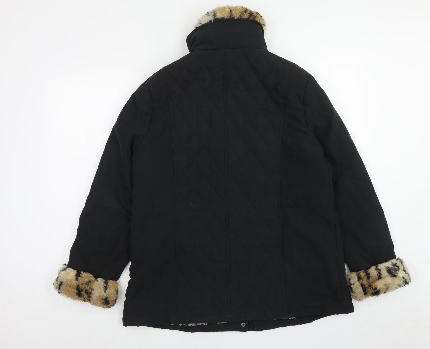 Finesse Womens Black Geometric Jacket Size 14 Zip