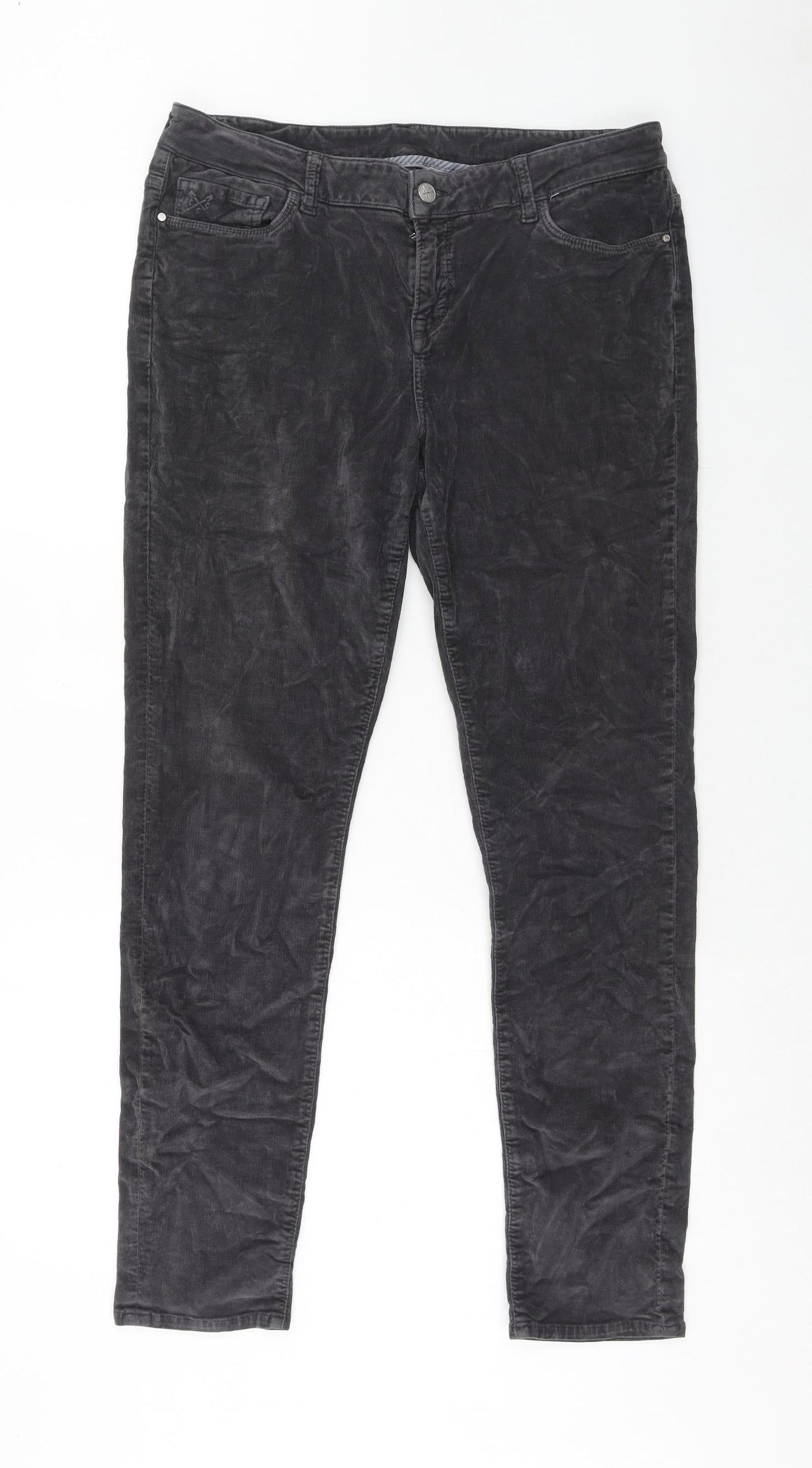Crew Clothing Womens Grey Cotton Trousers Size 14 Regular Zip