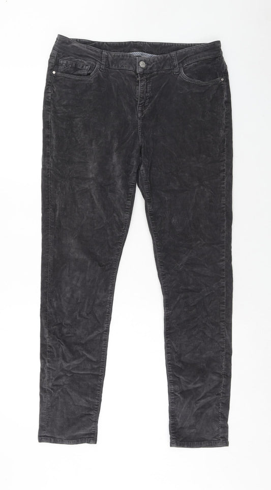 Crew Clothing Womens Grey Cotton Trousers Size 14 Regular Zip