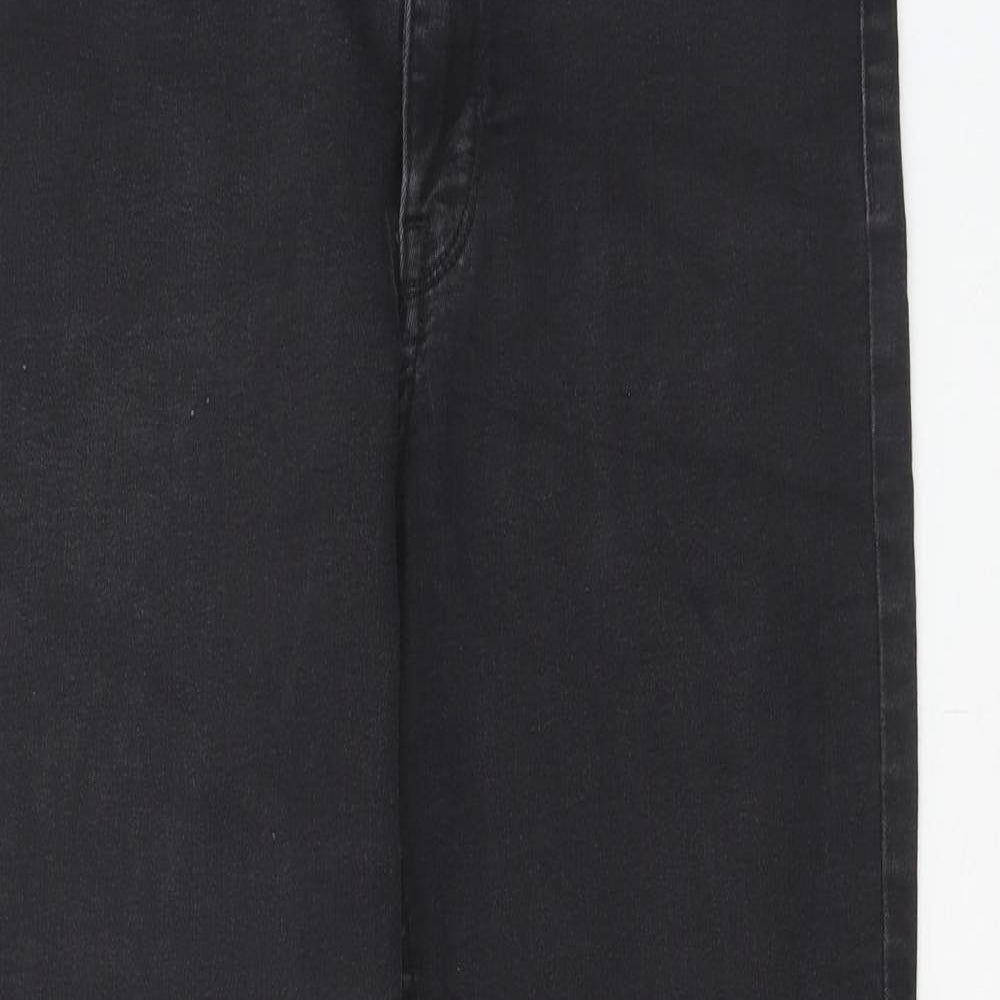 H&M Womens Black Cotton Straight Jeans Size 28 in Regular Button