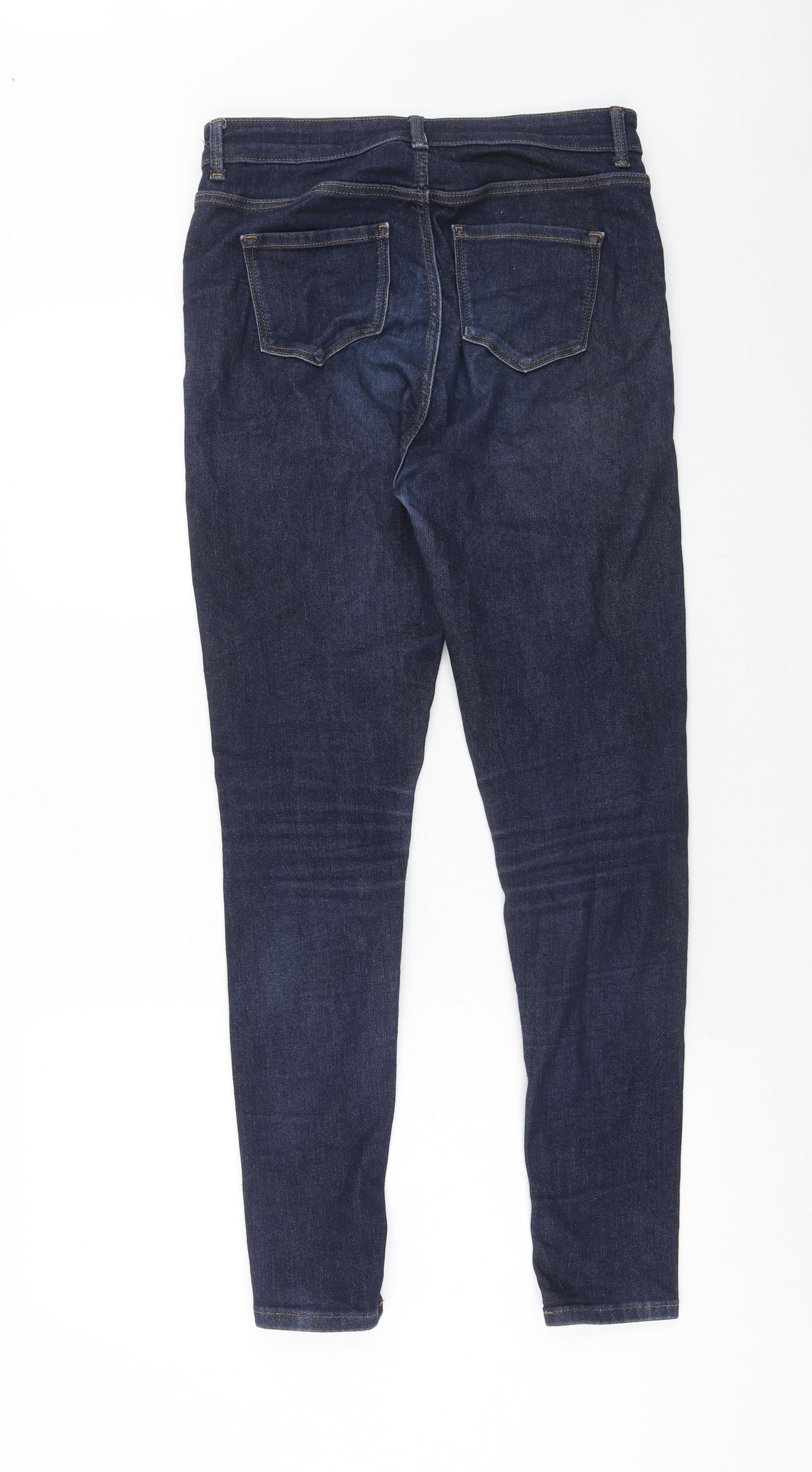 Marks and Spencer Womens Blue Cotton Skinny Jeans Size 10 Regular Zip