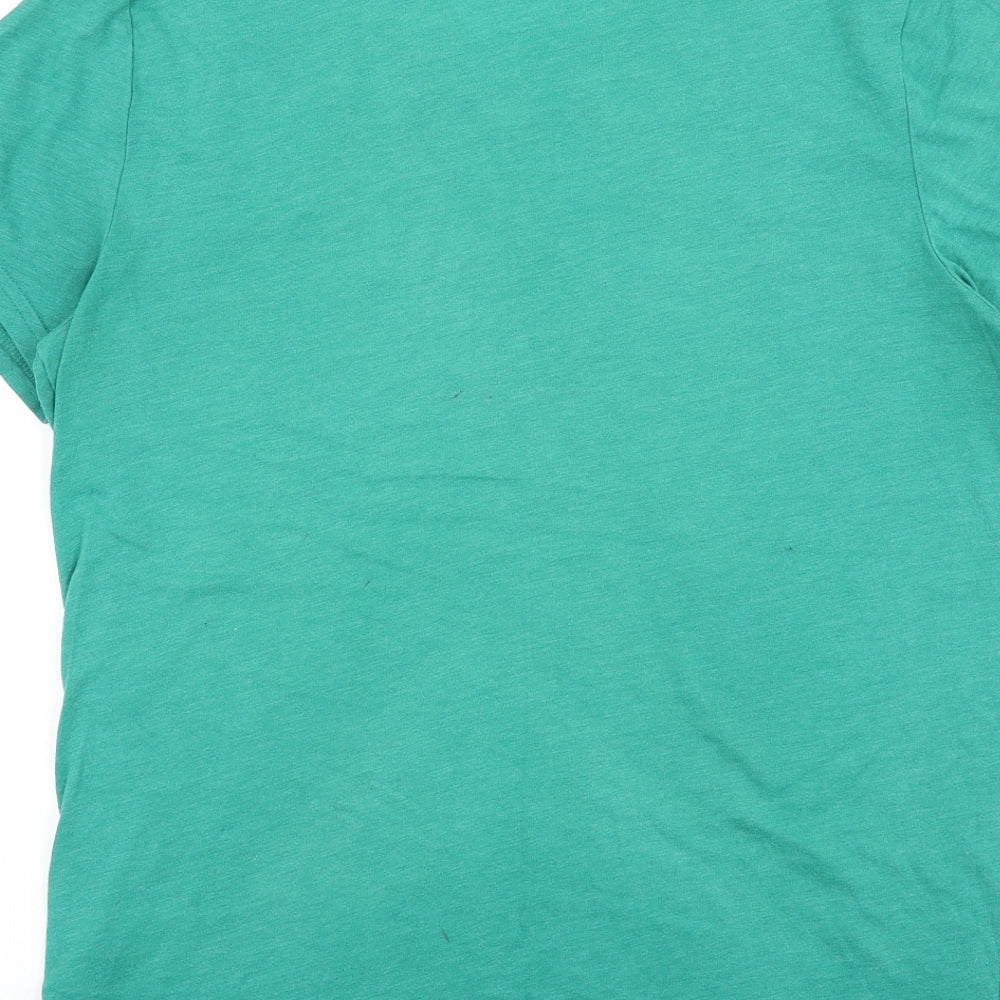 Hollister Mens Green Cotton T-Shirt Size S V-Neck