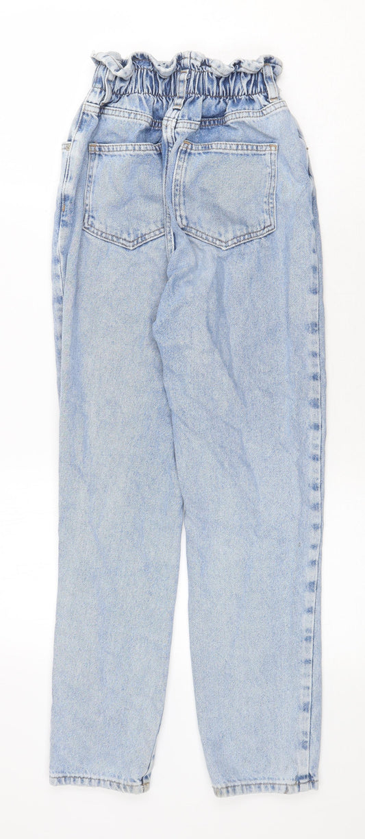new loo Womens Blue Cotton Straight Jeans Size 4 Regular Zip