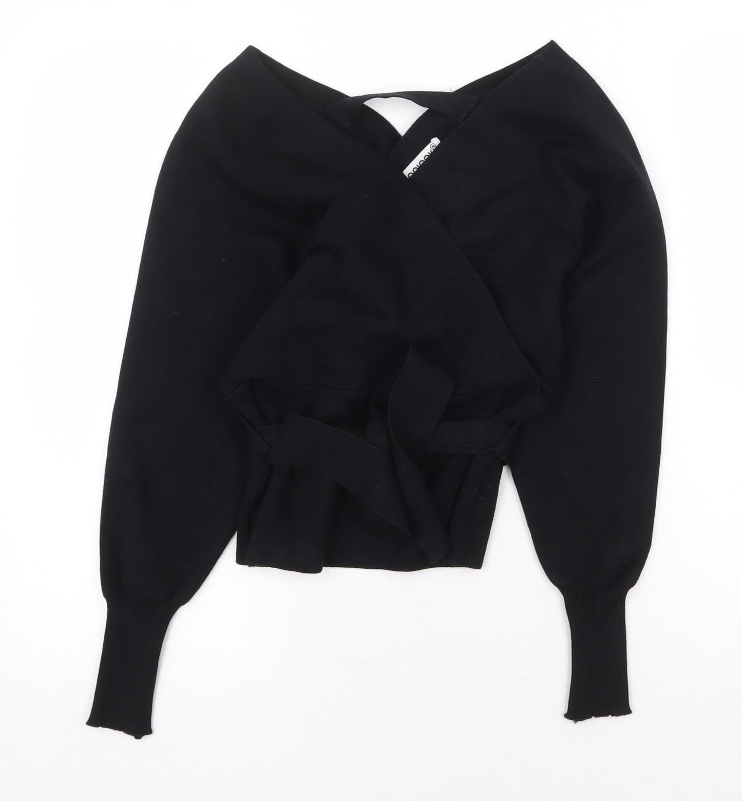 Kooiook Womens Black V-Neck Viscose Pullover Jumper Size S