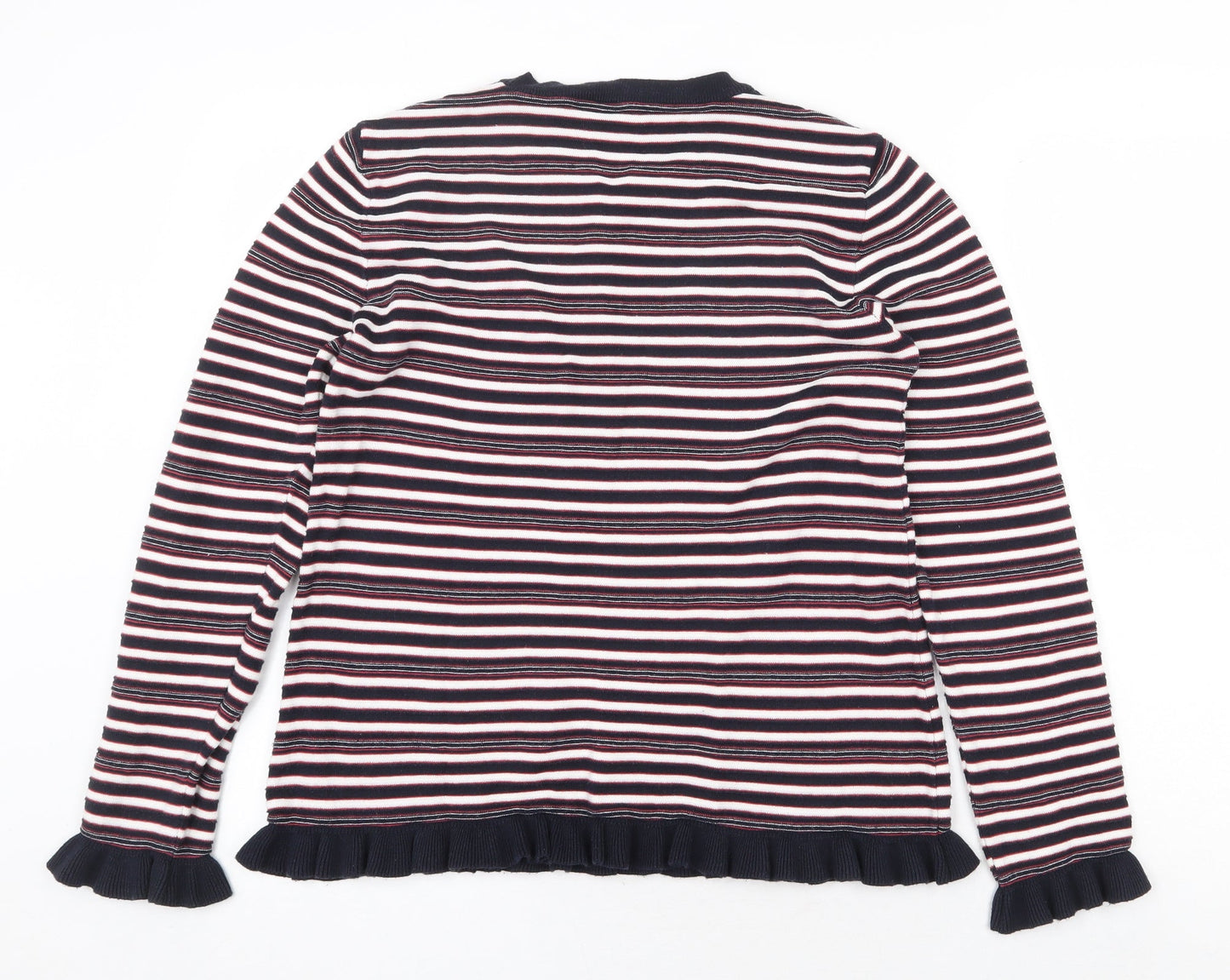 Papaya Womens Multicoloured Round Neck Striped Cotton Pullover Jumper Size 12