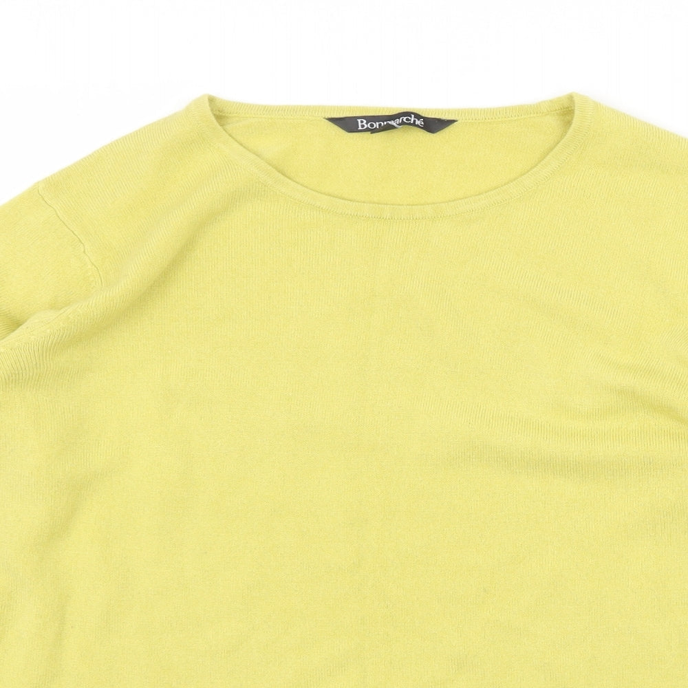 Bonmarché Womens Yellow Round Neck Acrylic Pullover Jumper Size 12