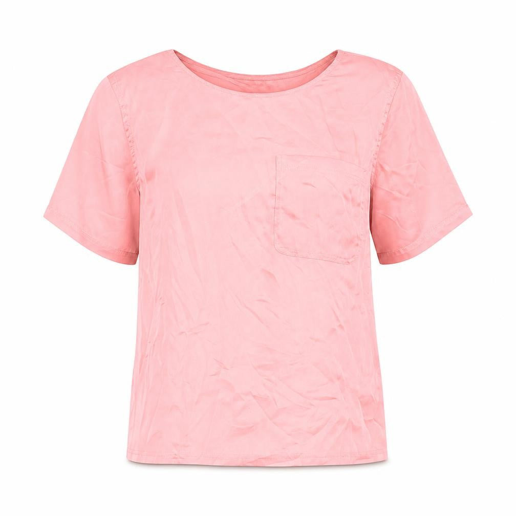 Warehouse Womens Pink Polyester Basic Blouse Size 10 Round Neck