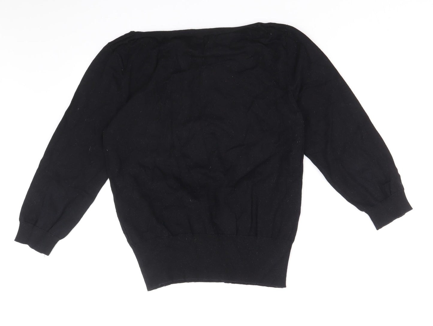 Oasis Womens Black Round Neck Cotton Pullover Jumper Size L
