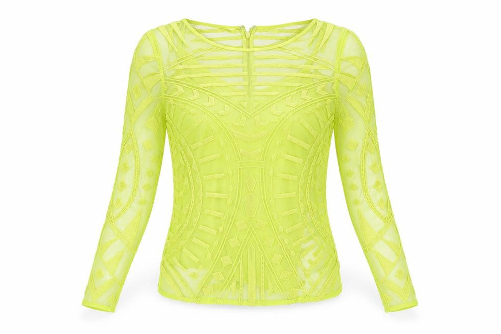 Marks and Spencer Womens Green Geometric Polyester Basic Blouse Size 8 Round Neck
