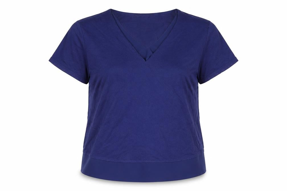 Marks and Spencer Womens Blue Polyester Basic T-Shirt Size 12 V-Neck