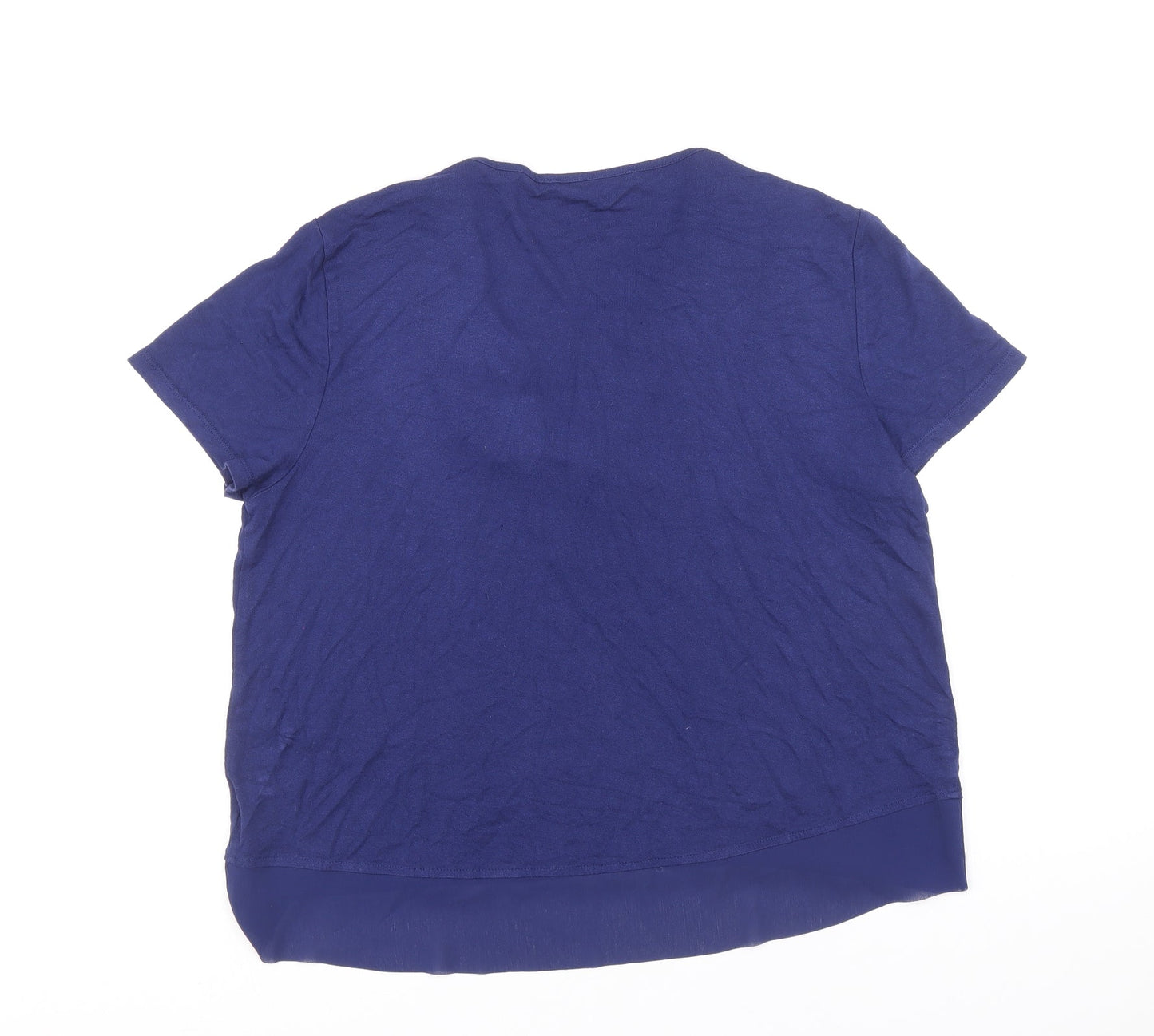 Marks and Spencer Womens Blue Polyester Basic T-Shirt Size 12 V-Neck